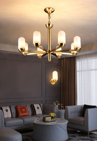 Alabaster Luxury Moonshade Brass Chandelier