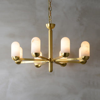 Alabaster Luxury Moonshade Brass Chandelier