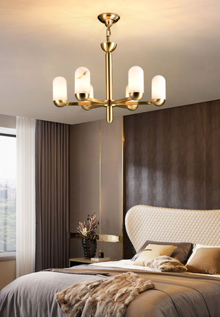 Alabaster Luxury Moonshade Brass Chandelier