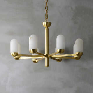 Alabaster Luxury Moonshade Brass Chandelier