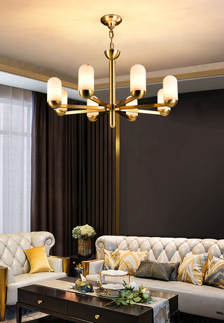 Alabaster Luxury Moonshade Brass Chandelier