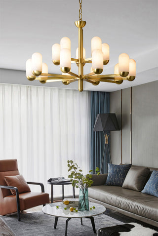 Alabaster Luxury Moonshade Brass Chandelier