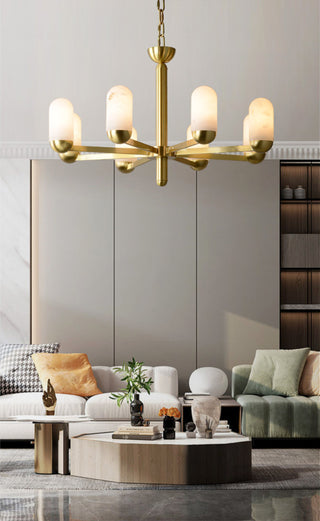 Alabaster Luxury Moonshade Brass Chandelier