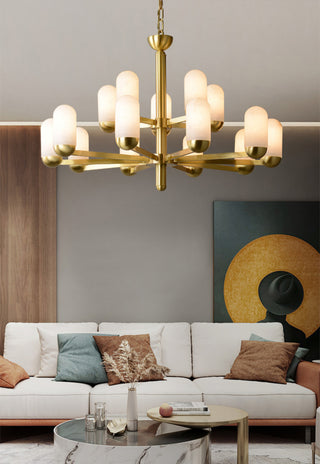 Alabaster Luxury Moonshade Brass Chandelier