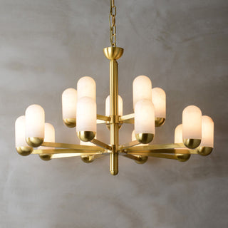 Alabaster Luxury Moonshade Brass Chandelier