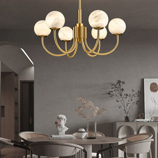 Alabaster Modern Brass Chandelier