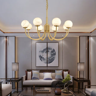 Alabaster Modern Brass Chandelier