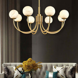 Alabaster Modern Brass Chandelier