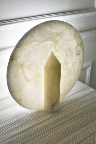 Alabaster Modern Disc Table Lamp