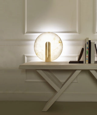 Alabaster Modern Disc Table Lamp