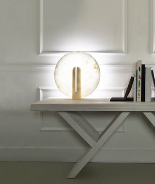 Alabaster Modern Disc Table Lamp