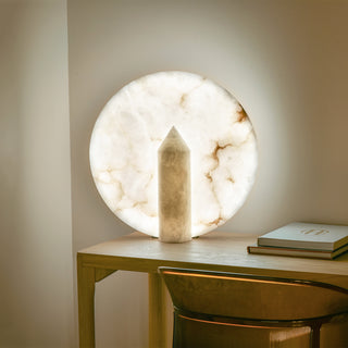 Alabaster Modern Disc Table Lamp