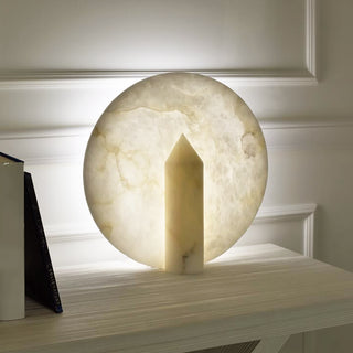 Alabaster Modern Disc Table Lamp