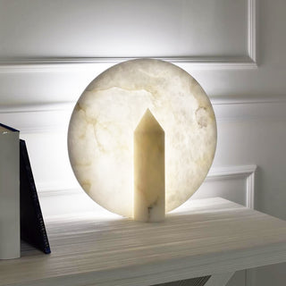 Alabaster Modern Disc Table Lamp