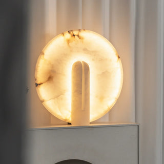Alabaster Modern Disc Table Lamp