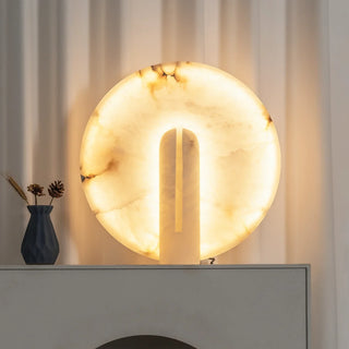 Alabaster Modern Disc Table Lamp