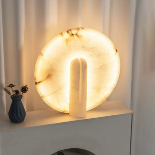 Alabaster Modern Disc Table Lamp