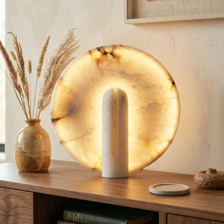 Alabaster Modern Disc Table Lamp