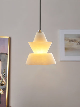 Alabaster Modern Hat Shape Pendant Light