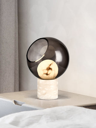 Alabaster Modern Smoked Glass Table Lamp