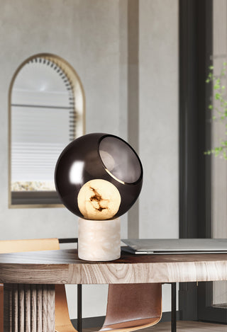 Alabaster Modern Smoked Glass Table Lamp