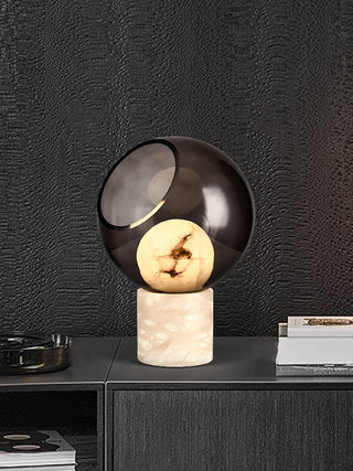 Alabaster Modern Smoked Glass Table Lamp