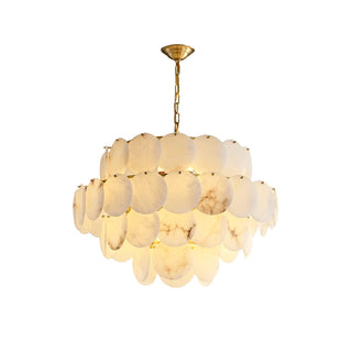 Alabaster Multi-Layer Brass Chandelier