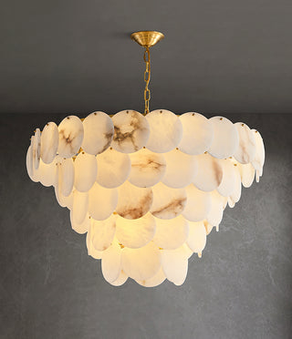 Alabaster Multi-Layer Brass Chandelier