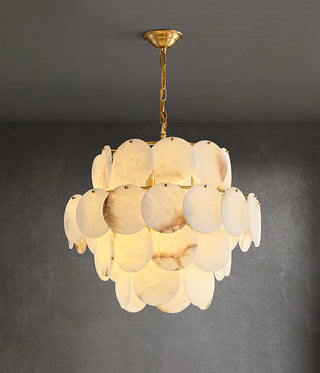 Alabaster Multi-Layer Brass Chandelier