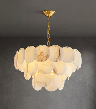 Alabaster Multi-Layer Brass Chandelier