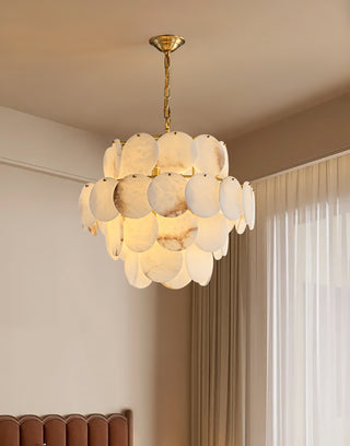 Alabaster Multi-Layer Brass Chandelier