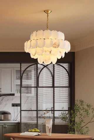 Alabaster Multi-Layer Brass Chandelier