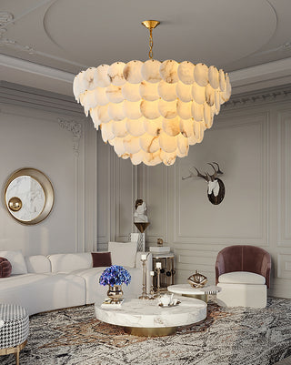 Alabaster Multi-Layer Brass Chandelier