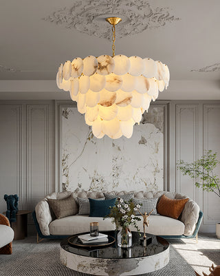 Alabaster Multi-Layer Brass Chandelier