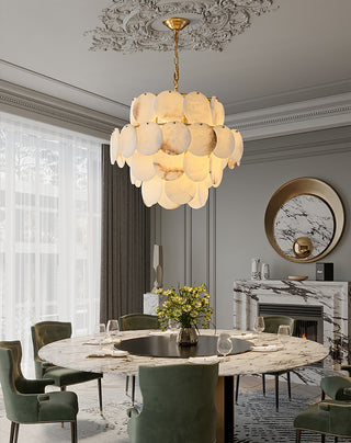 Alabaster Multi-Layer Brass Chandelier