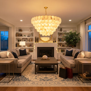 Alabaster Multi-Layer Brass Chandelier