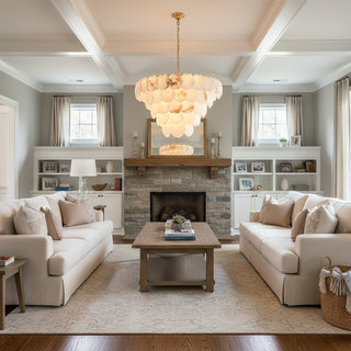 Alabaster Multi-Layer Brass Chandelier