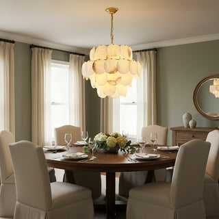 Alabaster Multi-Layer Brass Chandelier