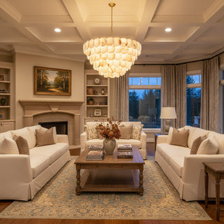 Alabaster Multi-Layer Brass Chandelier