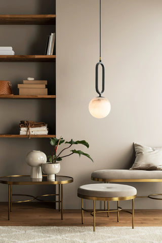 Alabaster Oval Ring Pendant Lamp