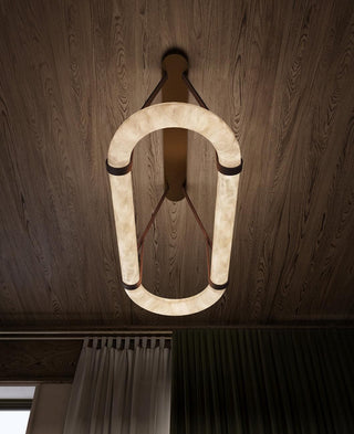 Alabaster Round Leather Chandelier