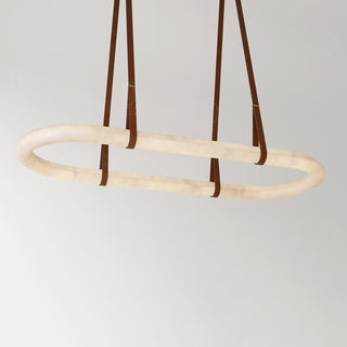 Alabaster Round Leather Chandelier