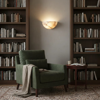 Alabaster Windham Half Bowl Wall Sconce