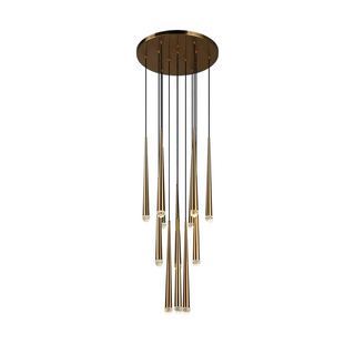 Gold Spinal Tube Combination Chandelier.RH Spinal Tube Combination Chandelier.Brushed Brass Round Chandelier.Spinal Tube Combination Chandelier.