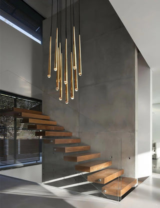 Gold Spinal Tube Combination Chandelier.RH Spinal Tube Combination Chandelier.Brushed Brass Round Chandelier.Spinal Tube Combination Chandelier.