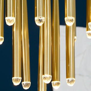 Gold Spinal Tube Combination Chandelier.RH Spinal Tube Combination Chandelier.Brushed Brass Round Chandelier.Spinal Tube Combination Chandelier.