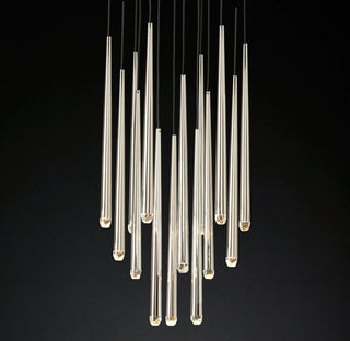 Gold Spinal Tube Combination Chandelier.RH Spinal Tube Combination Chandelier.Brushed Brass Round Chandelier.Spinal Tube Combination Chandelier.