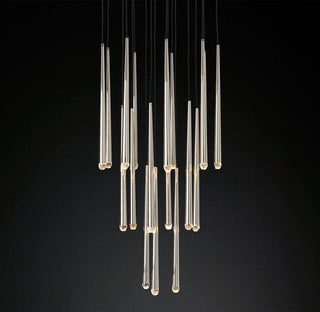 Gold Spinal Tube Combination Chandelier.RH Spinal Tube Combination Chandelier.Brushed Brass Round Chandelier.Spinal Tube Combination Chandelier.