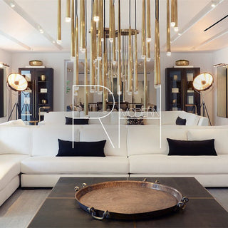 Gold Spinal Tube Combination Chandelier.RH Spinal Tube Combination Chandelier.Brushed Brass Round Chandelier.Spinal Tube Combination Chandelier.