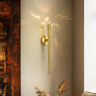 Brass Spinal Tube Sconce.Gold Linear LED Wall Lamp.Lisa Wall Lamp.Aquitaine Torch Sconce.Linear Torch Sconce.Torch Long Sconce Brass.